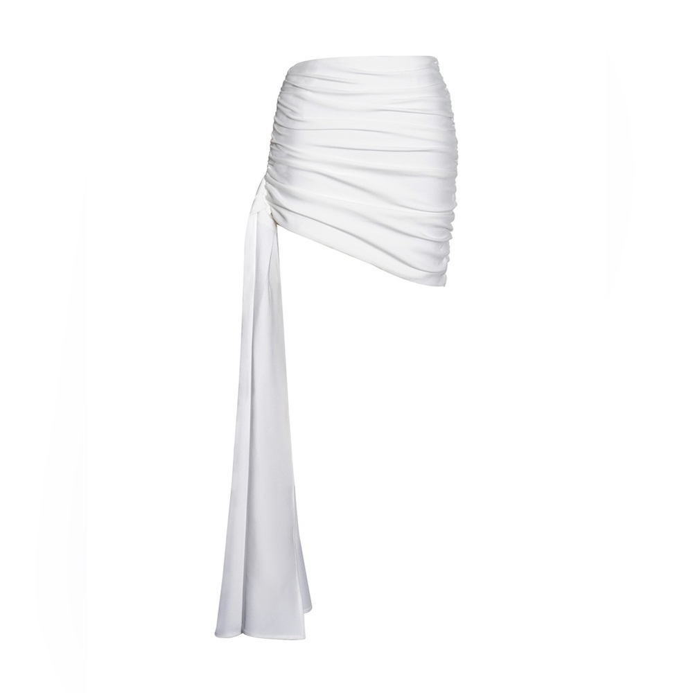 NWT Miss Circle White Ruched Drapping Mini Skirt - Picture 10 of 11